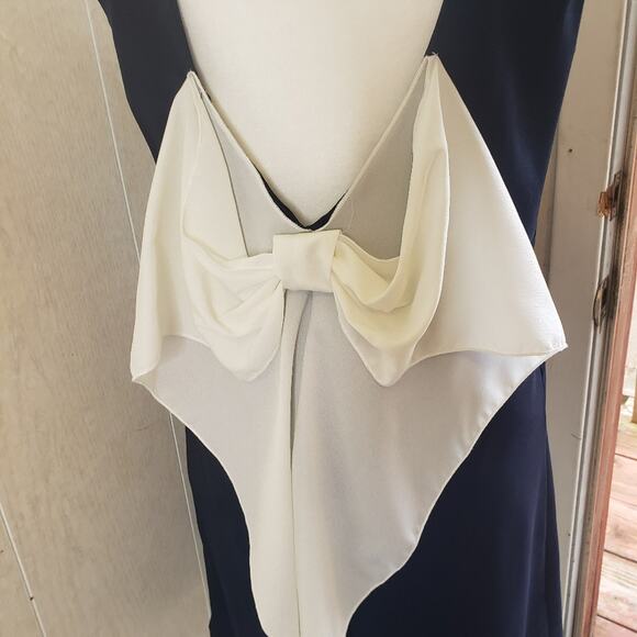 Gameday by chloe navy blue shift dress back bow waterfall size 7 - Picture 7 of 8